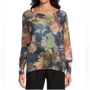 M Made in Italy sheer printed Floral Women's Top small